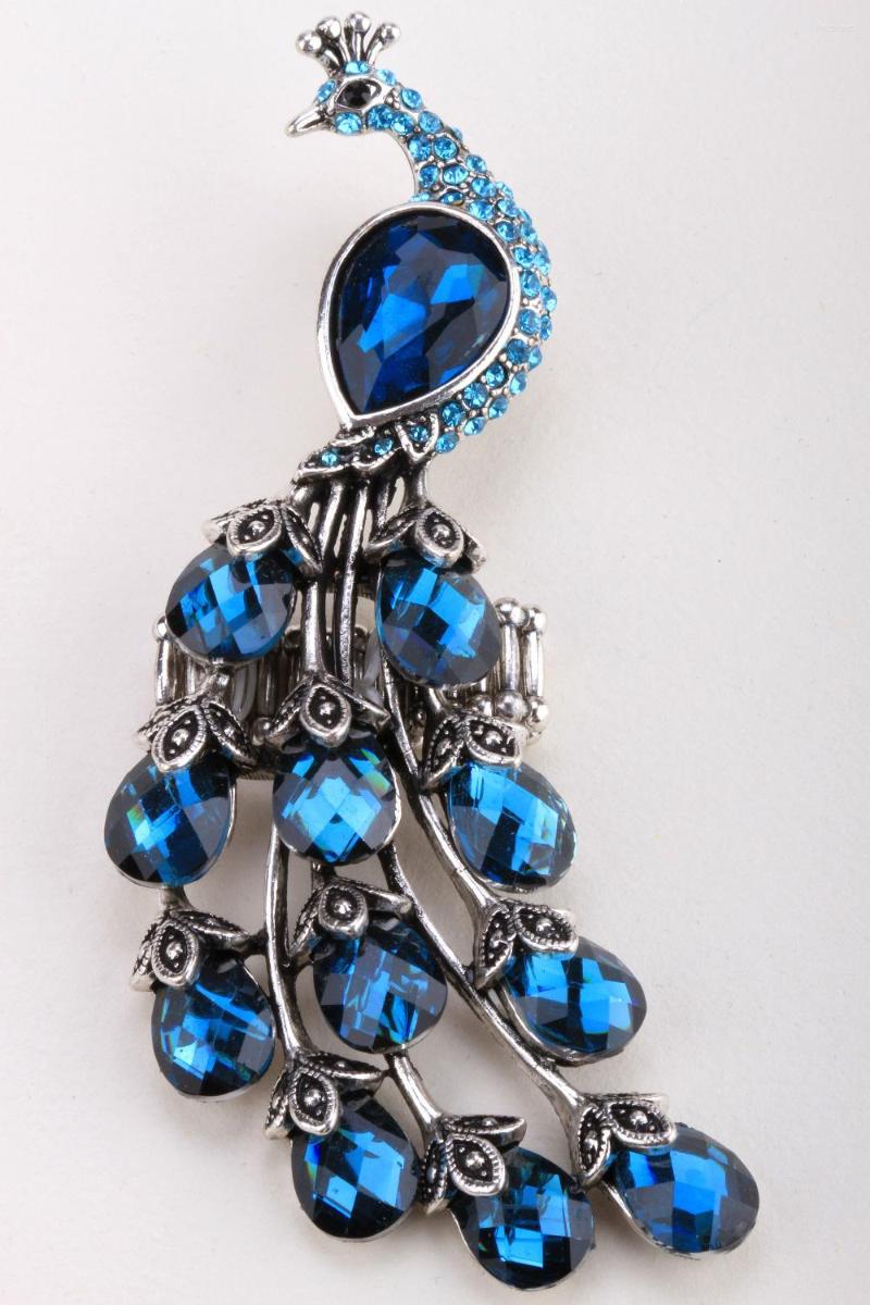 

Cluster Rings Peacock Stretch Long Ring For Women Summer Fashion Jewelry Cute Crystal Scarf Clip Buckle Gold & Silver Tone Drop