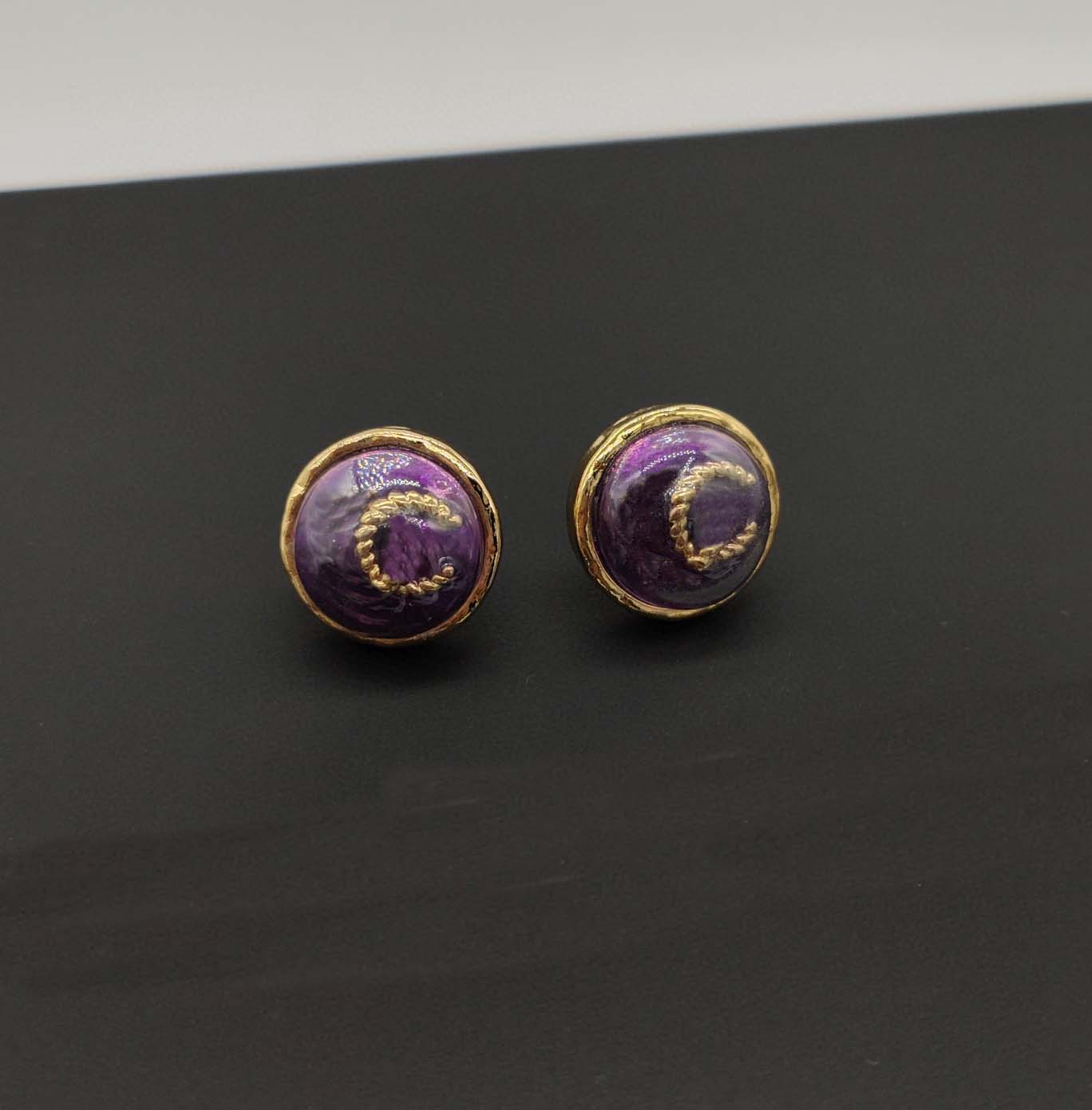

2022 Luxury quality charm round shape stud earring with purple crystal beads have box stamp PS3489A