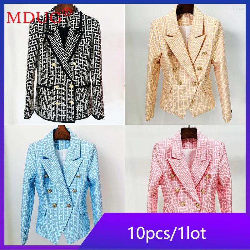 

Women' Suits 10pcs Double-breasted Mid-length Jacket Blazer Women Office Small Suit Fashion Solid V-neck Print Designer Tops M10300, Black