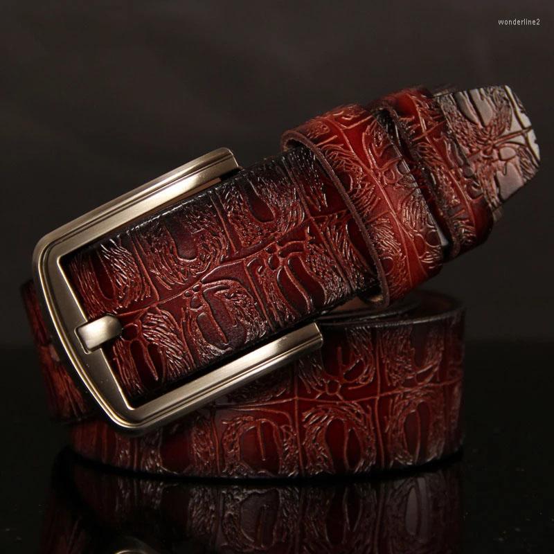 

Belts Designer Men High Quality Male Belt Genuine Leather Strap Luxury Crocodile Pin Buckle Ceinture Homme, Black