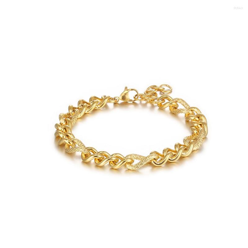 

Link Bracelets Stainless Steel Sliver And Gold Color Fashion Rope Chain Hip Hop Delicate Trend Jewelry Bracelet Gift For Men