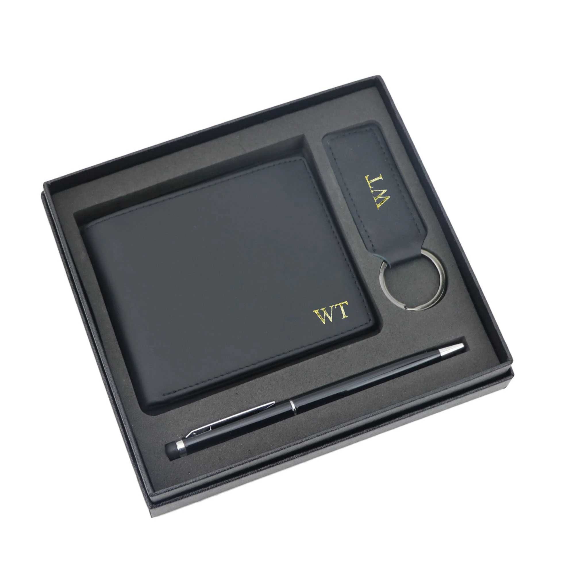 

Wallets Hot Selling Customized Letters Genuine Leather Men Wallet Bifold Money Wallet Purse Keychain Gift set with Box T221104, Blue wallet