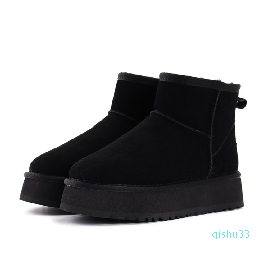 

Snow Boots Designer Women Platform Mini Boot Real Leather Thick Bottom Fur Booties Australia Cowboy Winter Warm Shoes 11, 1#