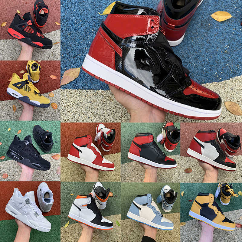 

Jumpman 1s Basketball Shoes 4s Men Women Bred Patent UNC University Blue Pollen Red Thunder Lightning Black Cat White Oreo Chicago Mens, #35 white cement