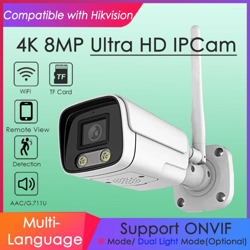 

Wireless Wifi IP Camera 4K 8MP IMX415 Hikvision Compatible IR Dual Light TF Card Slot Storage For Home Video Security Outdoor