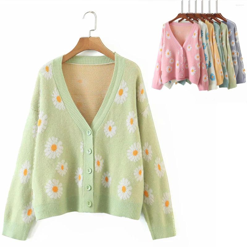 

Women's Knits Button Down Sweater Cardigan Sweet Women Loose Knit Coat Casual Girl Y2K Long Sleeve Knitwear Jacket Top V Neck Floral, Pink