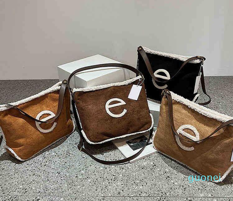 

Cross Body TELFbag Designer Bags Women Plush Vintage Handbag Color Contrast Shoulderbag Fashionable Messenger Tote Bag purse 2023, Black