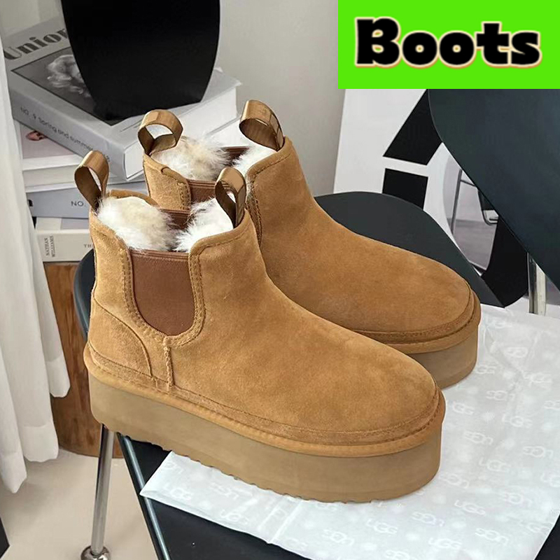 

Neumel Platform Chelsea boots australia winter women shoes Chestnut black chelsea snow boot Sheepskin Shearling classic comfort womens designer booties, Shoe box