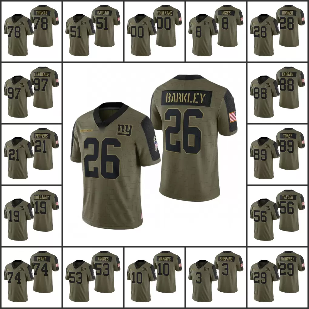 

Jersey Wholesale Custom New York''Giants''Men #26 Saquon Barkley 10 Eli Manning 8 Daniel Jones Women Youth Olive Limited Salute To Service, 11