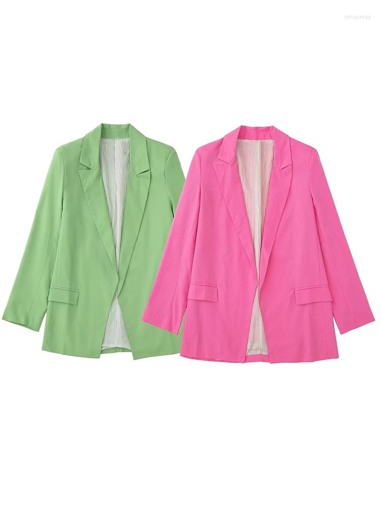 

Women's Suits Xikom Fashion Woman Blazer 2022 Female Suit Printed Cuffs Linen Pink Blazers Casual Jacket Women Clothing Mujer, Green