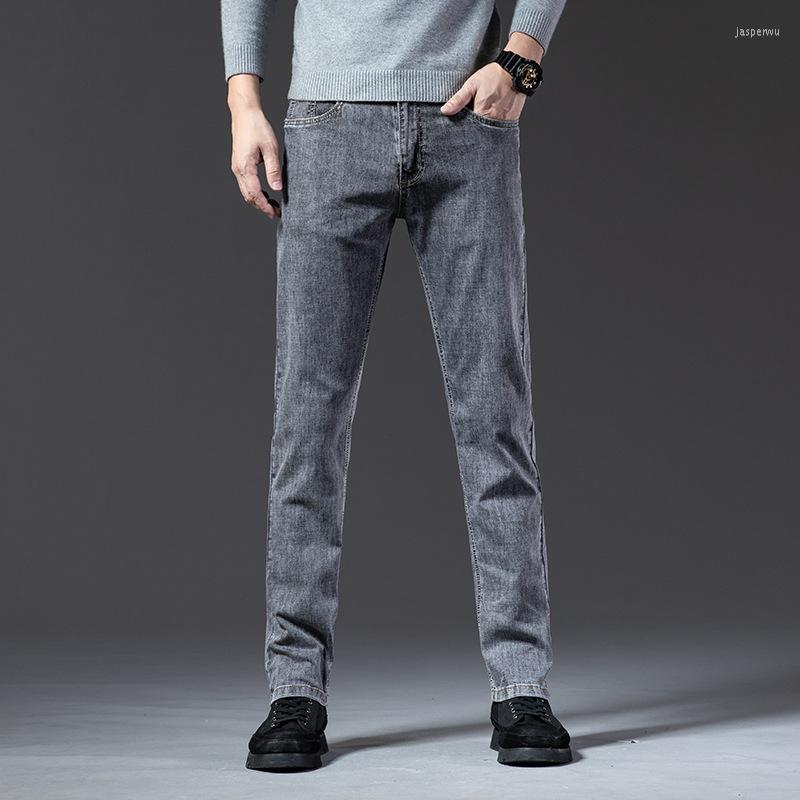

Men's Jeans Men Business Classic Male Cotton Straight Stretch Brand Denim Pants Summer Overalls Slim Fit Trousers 2022, Black