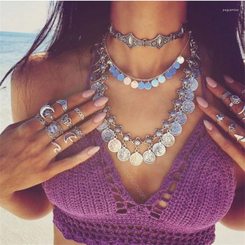 

Choker Flower Coin Collar Statement Necklace Adjustable Handmade Gypsy Beachy Ethnic Tribal Festival Turkish Jewelry