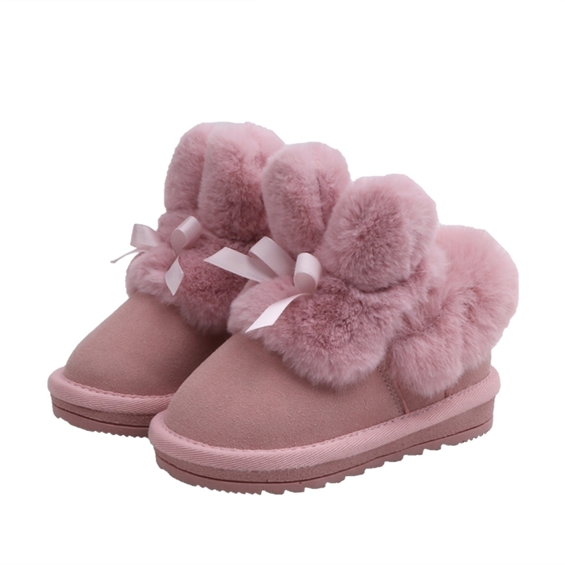 

Boots Winter Kids Shoes for Girl Snow Cute Bow Plush Warm Baby Non-slip Children s Ankle 221107, Syy080brown