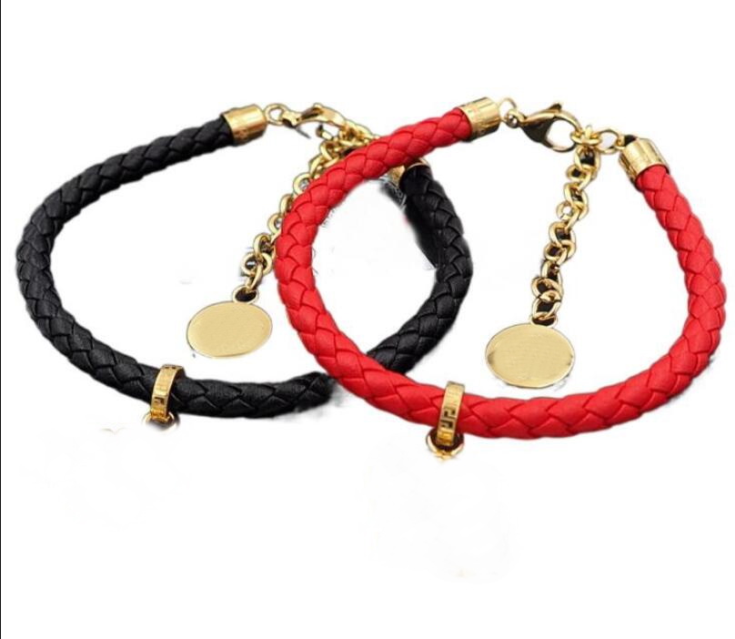 

2022 New Designed Banshee Link Chain Medusa Head Portrait Pendants Leather Rope Chain Woven Bracelet 18K Gold Women Couple Lovers Bracelets Designer Jewelry GJCY