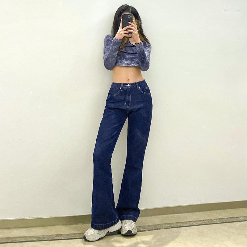 

Women' Jeans Street Style Retro Blue Women Spring 2022 Casual High Waist Straight Trousers Cowboy Loose Women' Denim Flare Pants1