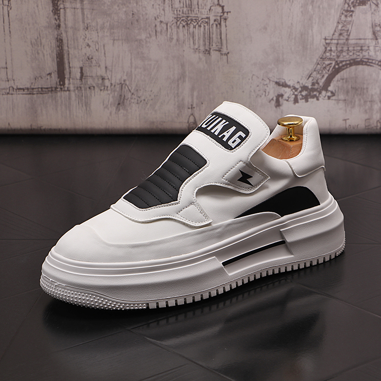 

European Style Dres Party Wedding Shoes Fashion White Vulcanize Breathable Casual Sneakers Round Toe Thick Bottom Business Leisure Walking Loafers C49, White khaki
