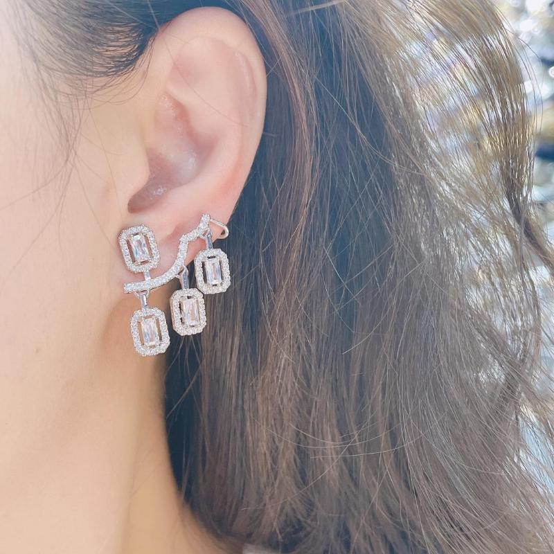 

Stud Earrings Fashion Gorgeous Geometric Cubic Zirconia Pave Women For Brides Wedding Banquet Engagement Jewelry Bijoux E-1022