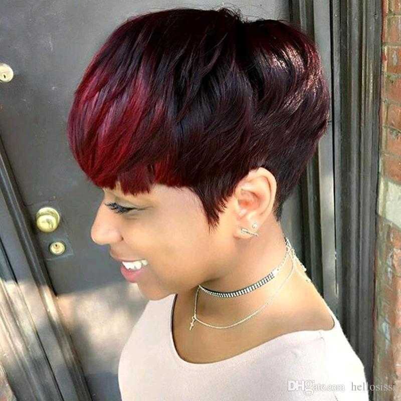 

Hair Lace Wigs Women's Short Straight Black Red Mixed Wig, Melange