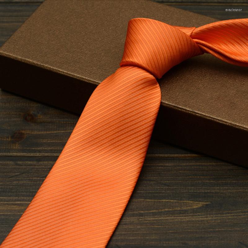 

Bow Ties Brand Fashion 2022 Arrivals Solid Color Men Tie Business Wedding Neckties Evening Party For With Gift Box Orange