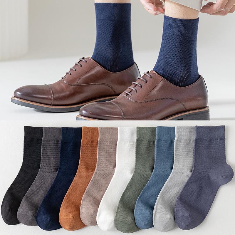 

Men's Socks Men's Cotton Middle Tube Spring Solid Color Business Men Black Grey White