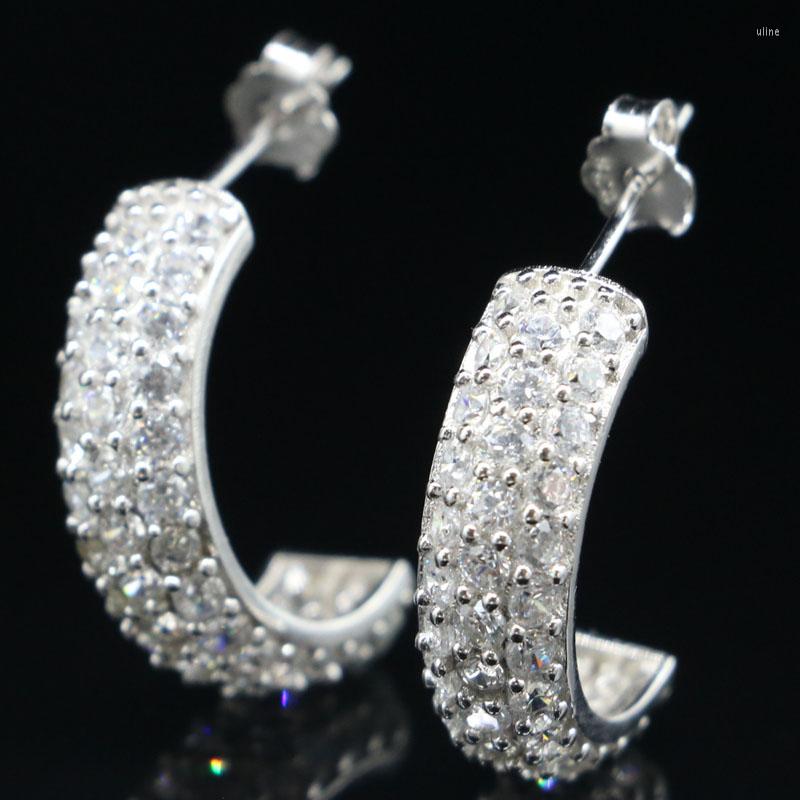 

Stud Earrings 23x12mm Pretty 5.4g White Bright Cubic Zirconia For Women Fine Jewelry Wedding Real 925 Solid Sterling Silver