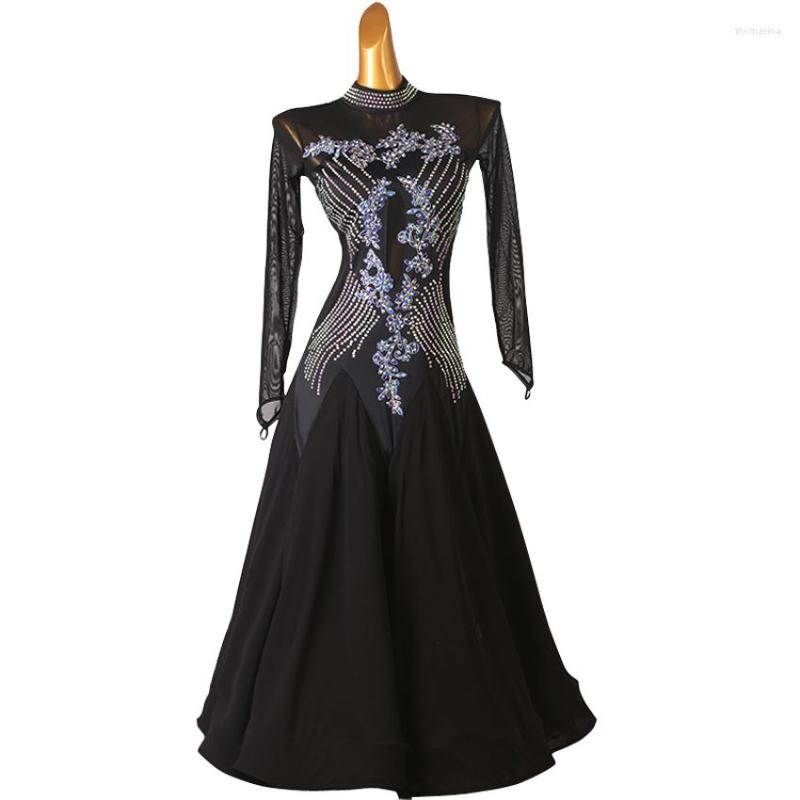 

Stage Wear 2022 Est Ballroom Dance Competition Dress Waltz Dresses Standard Women, Black