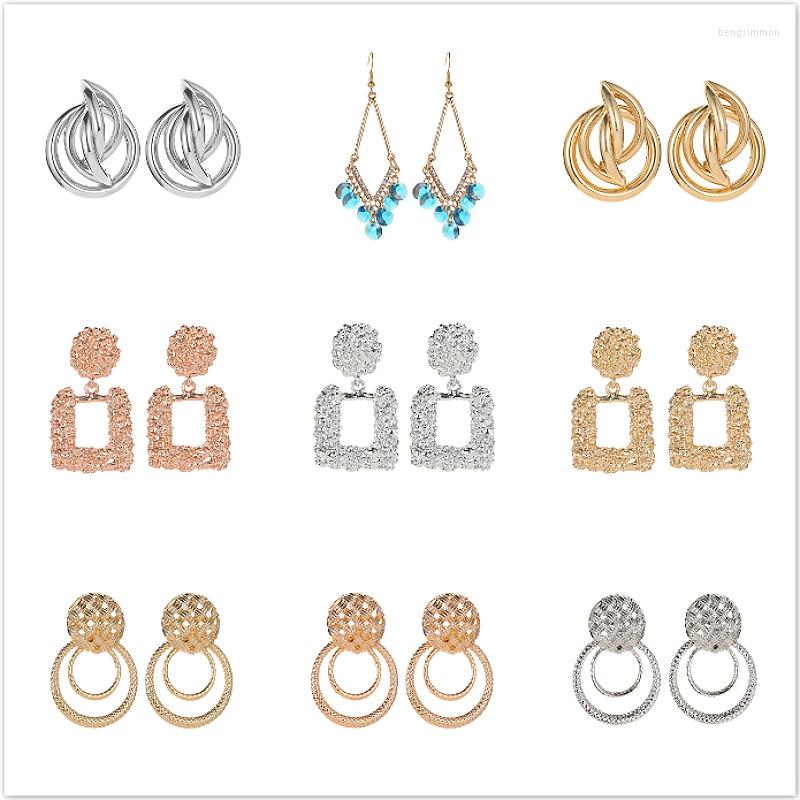 

Hoop Earrings 2022 Geometry Golden Women Fashion Geometric For Party Wedding Ear Jewelry Gift