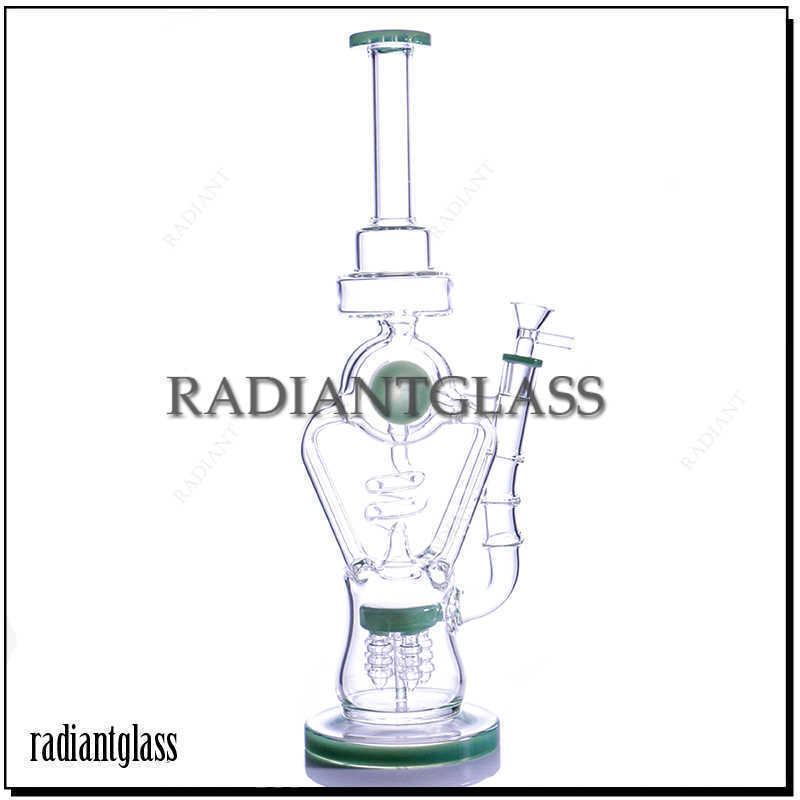 

Hookahs Recyclers Glass Bong Two Arm Octopus Perc Bongs 5mm thick smoking water pipe with 14mm glass bowl