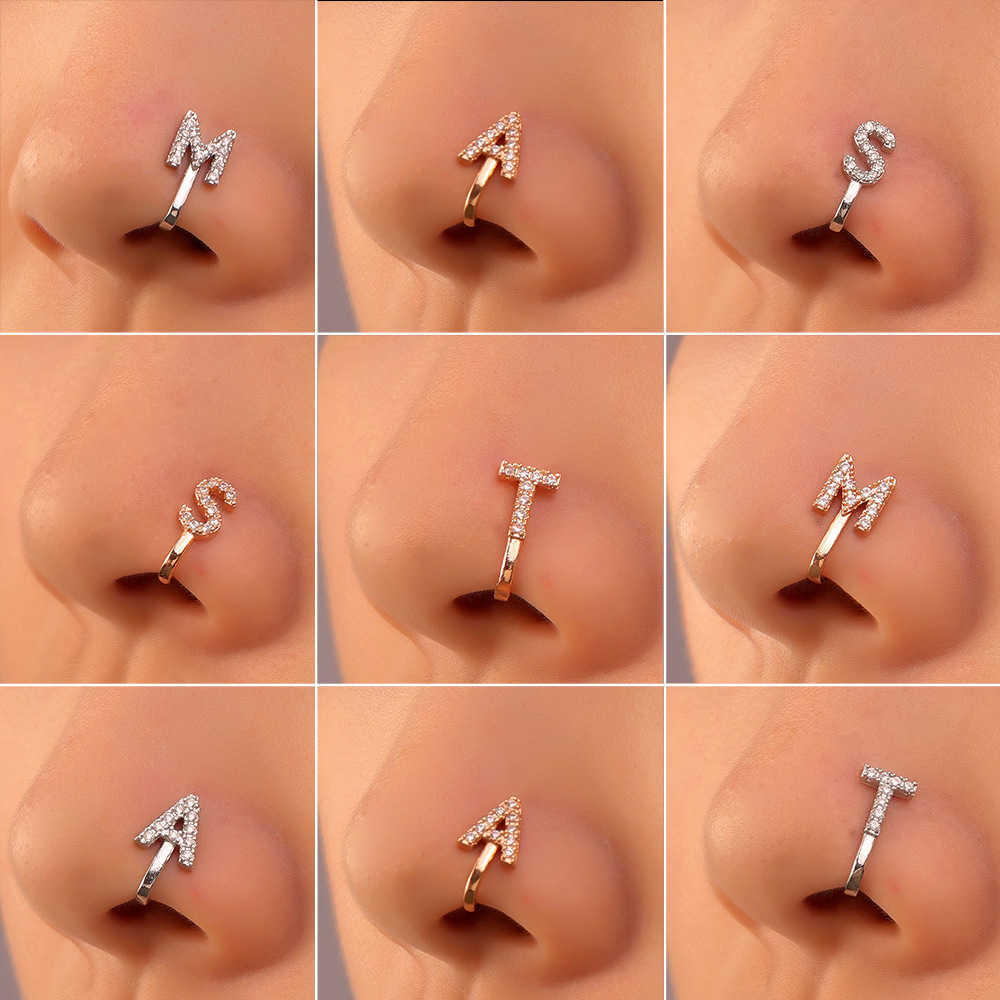 

New non perforated nose nail copper inlaid zircon letter U-shaped nose clip nose ring puncture jewelry