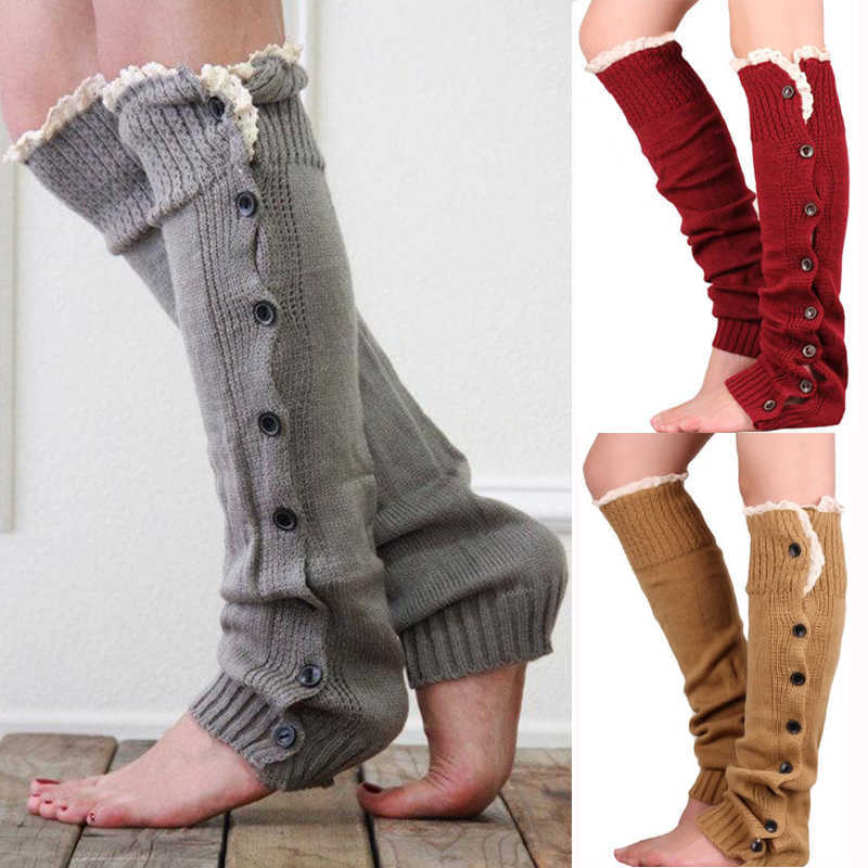 

Socks Hosiery New Women Heap Socks Fashion Winter Lace Button Leg Warmer Knitted Stocking Covers Legwarmers Soft Classic Boots Knit Socks T221107, Lake blue