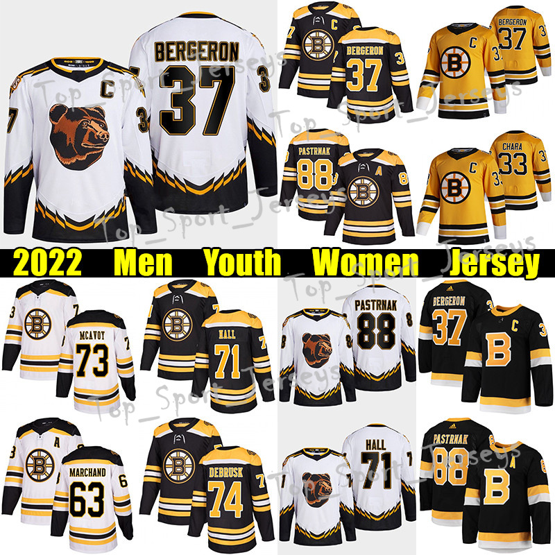 

#37 Patrice Bergeron Reverse Retro hockey jersey #88 David Pastrnak Bruins#71 Taylor Hall Jake DeBrusk Charlie McAvoy Zdeno Chara Brad Marchand jerseys, Yellow women