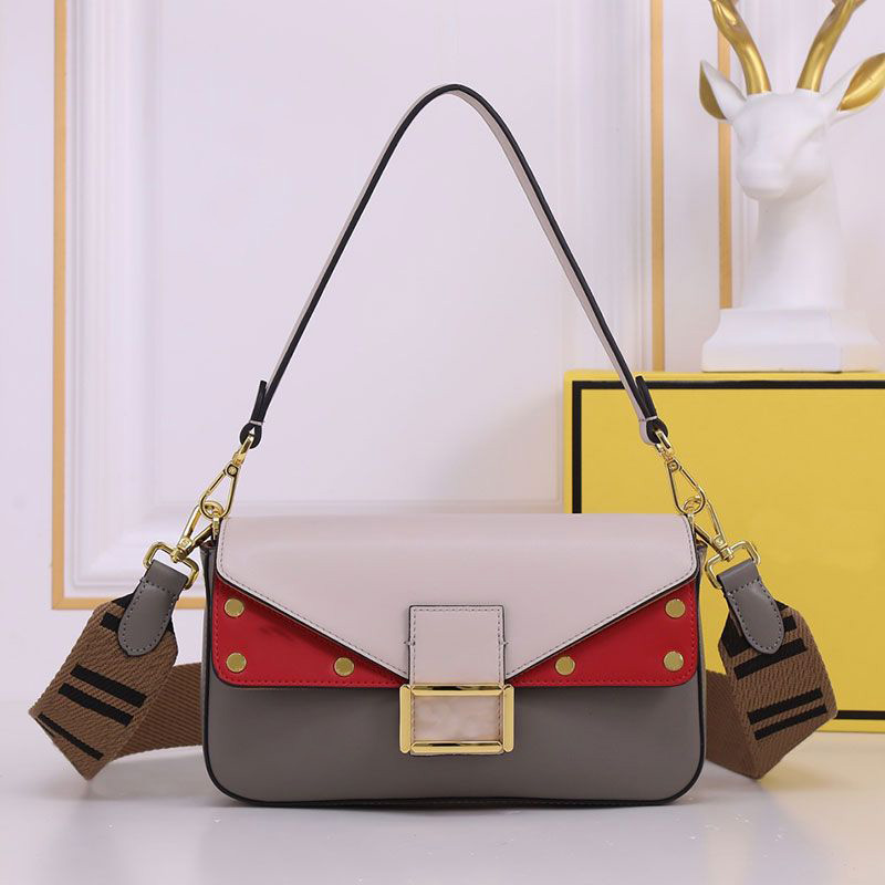 

AAA Quality Designer Baguette Tote Bags Two tone Cross body Shoulder Bag Womens Handbags Small Purse real Leather Handle Underarm Gold Letter Buckle Removable Strap, Fedex shipping(not for order)