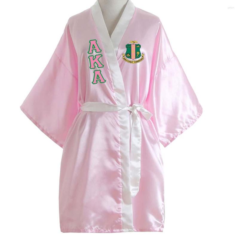 

Women's Sleepwear Sorority Fraternity Loose Silk Bathrobe Lace Satin Clothes Robe Dressing, Aka white