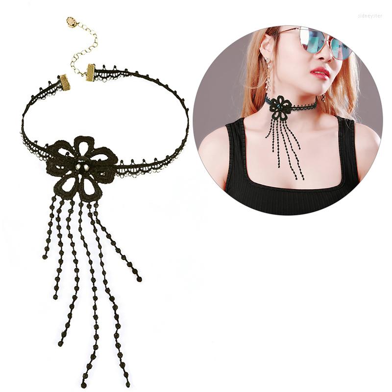 

Choker ANIWON Necklace Adjustable Vintage Lace Clavicle Charm Tassels Chain