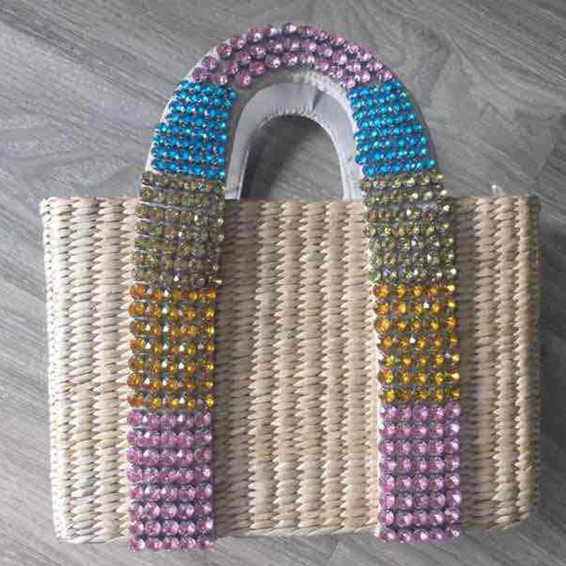 

Fashion Pearls Handle Women Handbags Designer Beaded HBP Straw Bags Luxury Pearl Rattan Totes Wicker WoMen Large Summer Beach Purse, Pearls chain ball