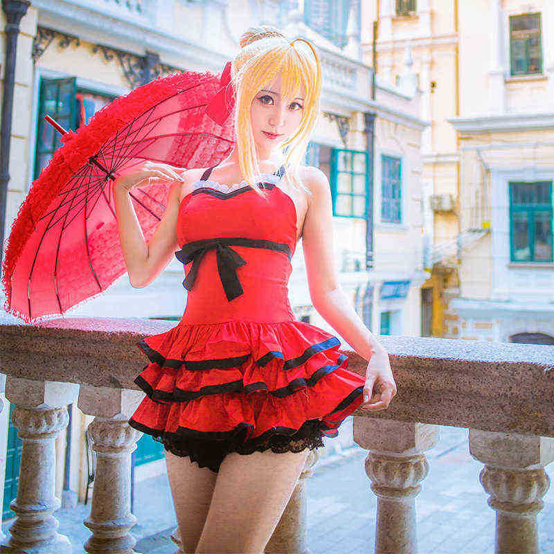 Destin Grand Ordre Cos Sable Tyrant Nero Cosplay Costume Sexy Robe Rouge Anime Destin Halloween Rôle Costumes Costumes Maillot De Bain Femmes J22