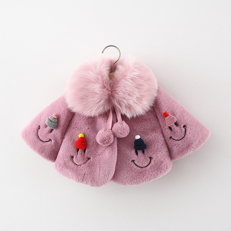 

Baby Jackets For Girls Autumn Warm Plush Coat Cute Christmas Princess Cloak Children's Outerwear Newborn Baby Girl Clothes, Pink