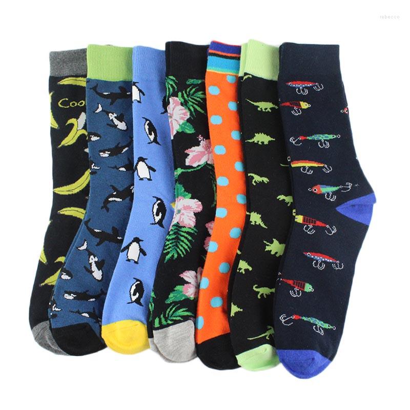 

Men's Socks Fashion Quality Casual Happy Colorful Novelty Funny Cute Art Hip Hop Creative Calcetines Wedding For Men's Gifts