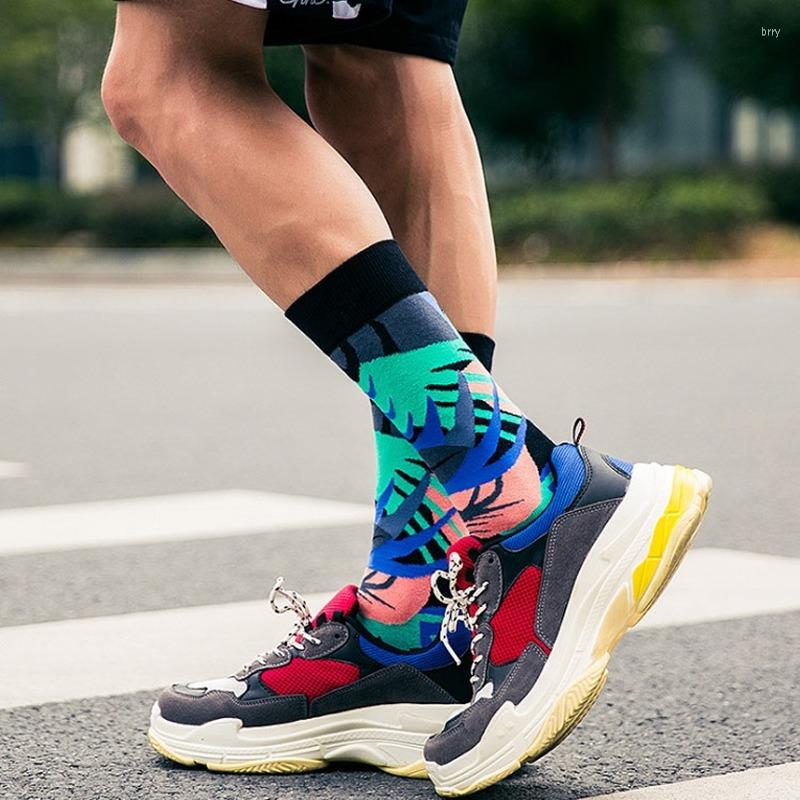 

Men's Socks Men's Autumn And Winter Products British Style Cartoon Geometric Street Casual Cotton Gifts For Men, Black