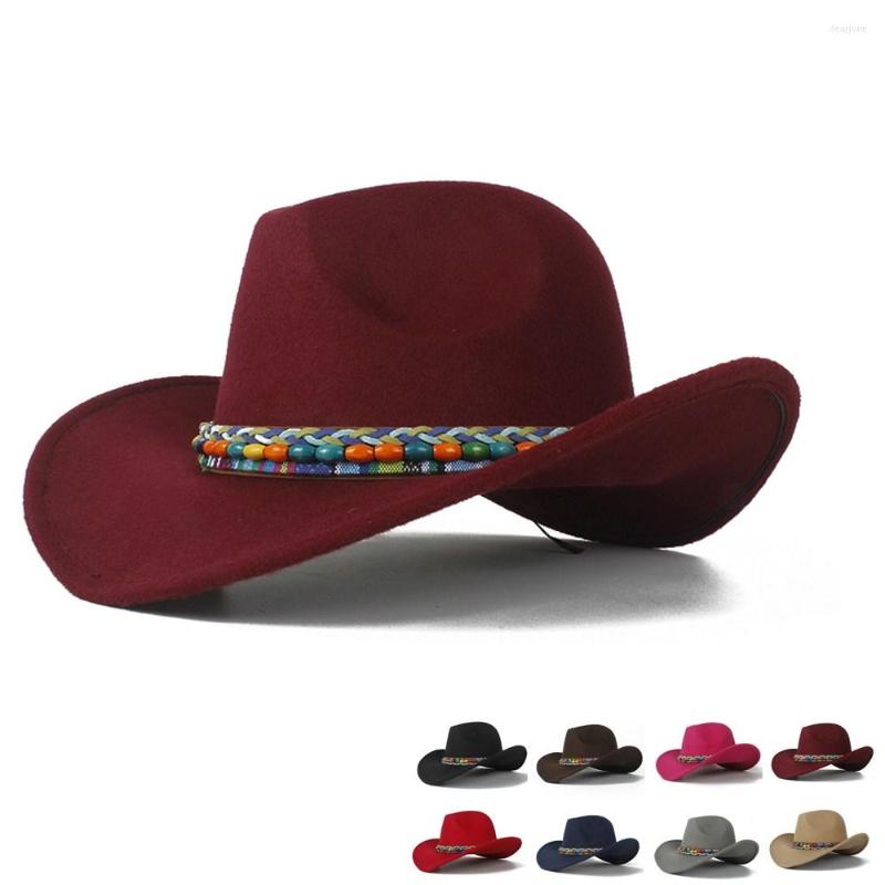 

Hats 2022 Child Wool Hollow Western Cowboy Hat Roll-up Brim Boy Girl Outblack Sombrero Hombre Jazz Cap Size 52-54, Black