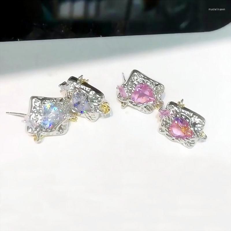 

Stud Earrings Fashion Short Chain Zircon Metallic Square For Women 2022 Cool Designers Earings Wholesale