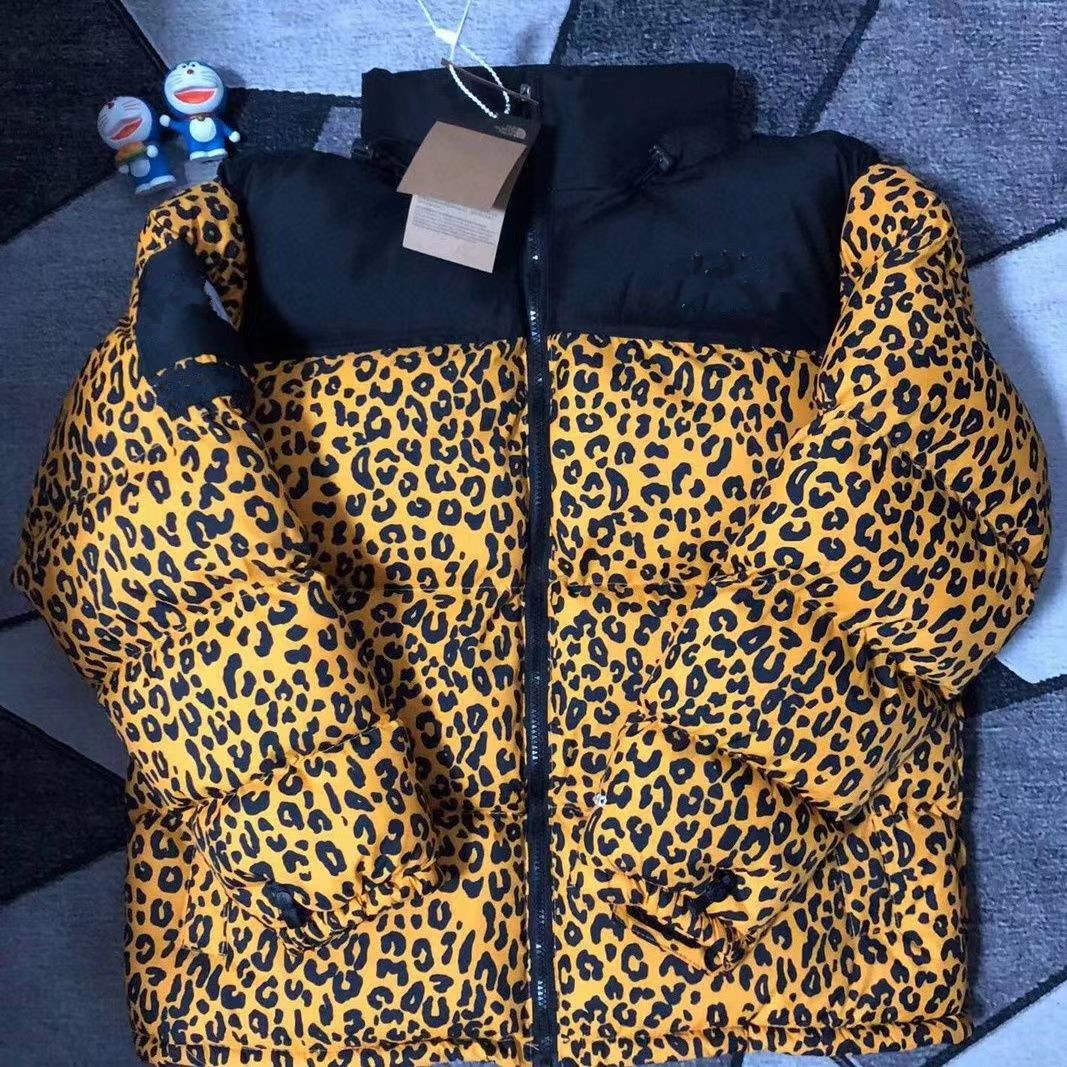 

18FW Leopard Down Jacket Hooded Nuptse Jacket Deciduous leaves Print Nuptse Coats Couple Coat Winter Outerwear Fashion HFTTYRF024 M-3XLM-3XL, Green