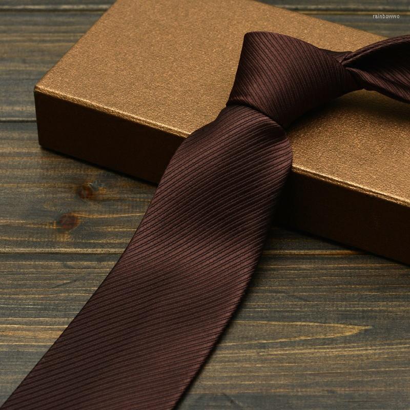 

Bow Ties High Quality 2022 Mens Business Tie Formal Solid Color Wedding Necktie 8CM Classic Casual Brown Neckwear Gravata Gift Box
