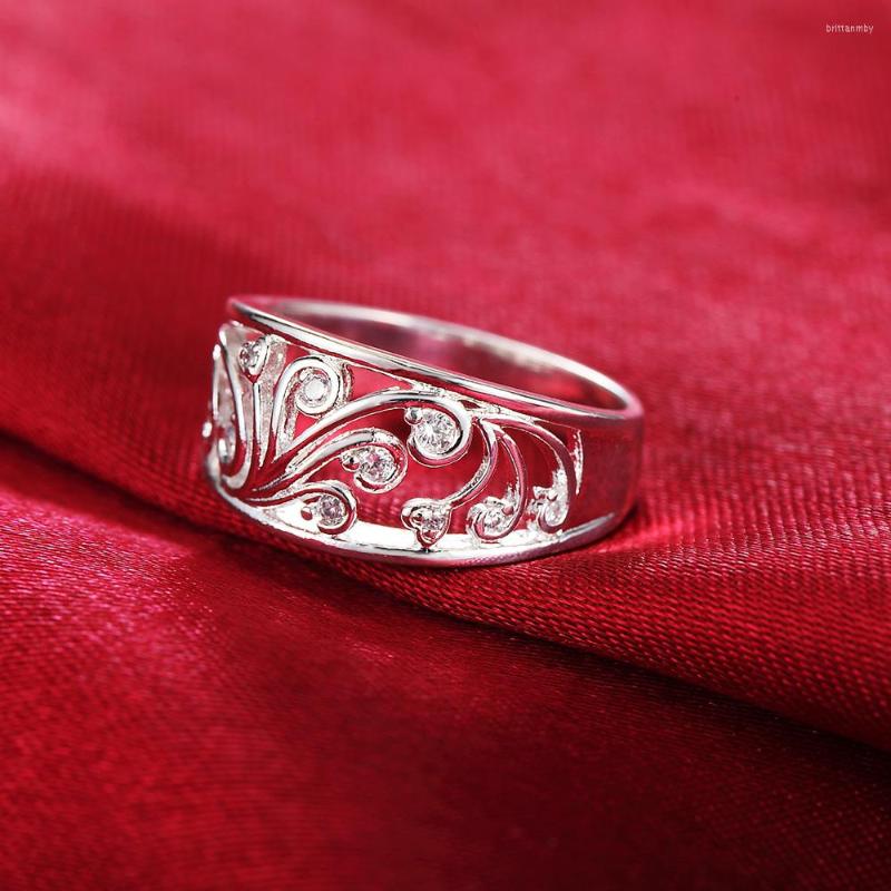 

Wedding Rings 925 Sterling Silver Zircon Pattern Ring For Women Fashion Engagement Party Gift Charm Jewelry