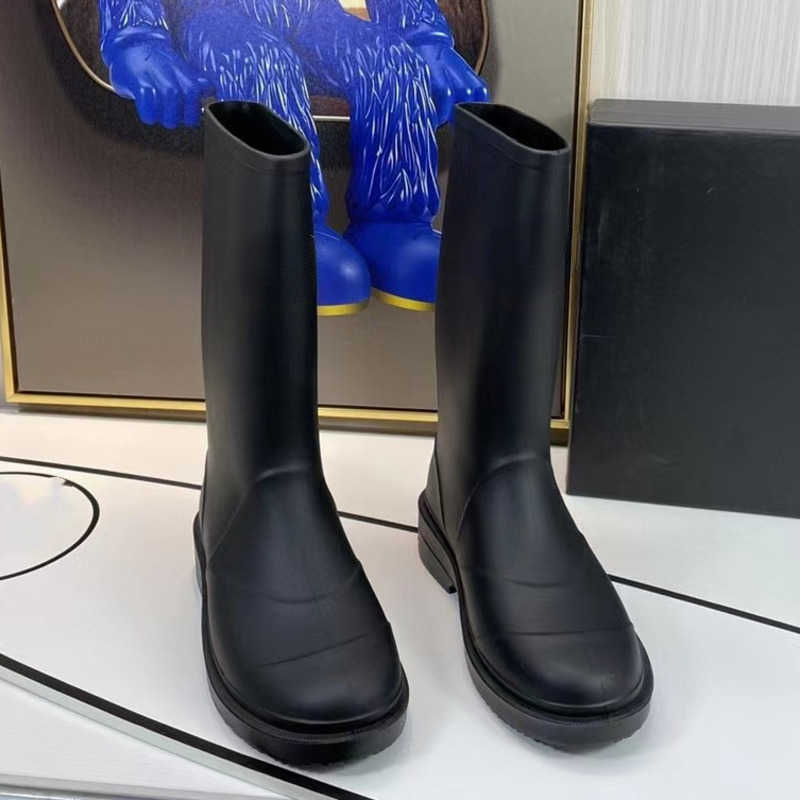 

Shoes Brand Casual Long Boots Women 2022 New Knight Waterproof Middle Rain Boots Long Women, Black
