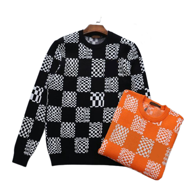

Men's Plaid Hoodies Round Neck Sweater Mens High-end European Business Autumn Men's Long Sleeve T-shirt Designer Sweatshirts#476, Black