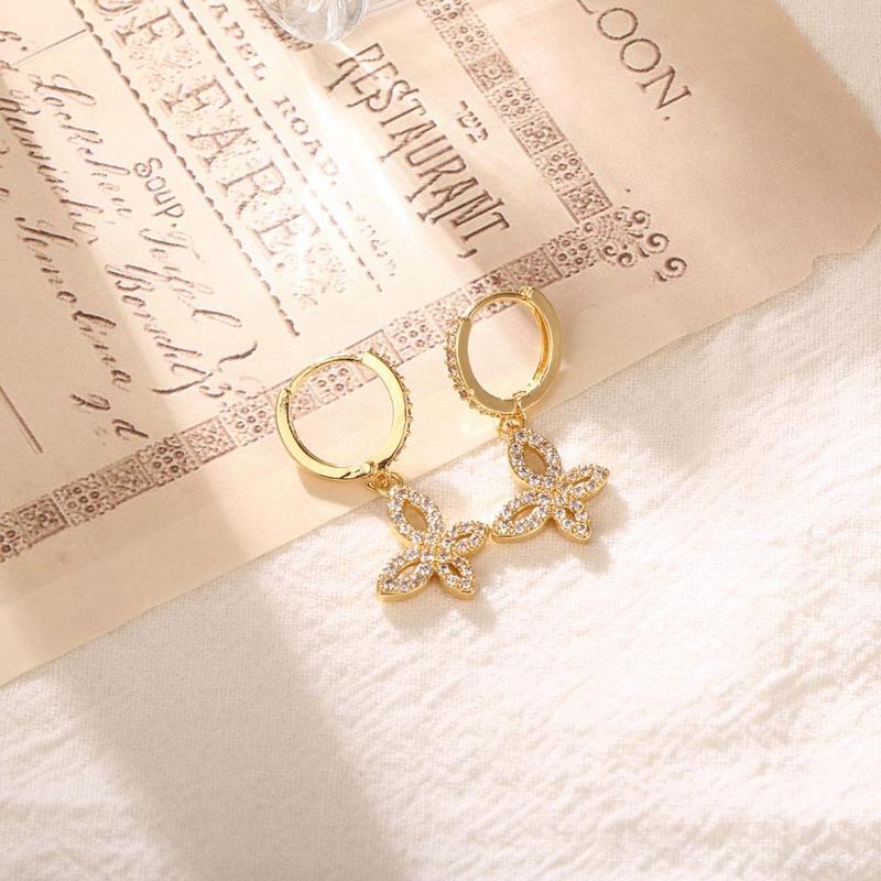 

Hoop Earrings Design Metal Diamond Butterfly Women's Fashion Trend Exquisite Jewelry Girls Birthday Valentine's Day Gift