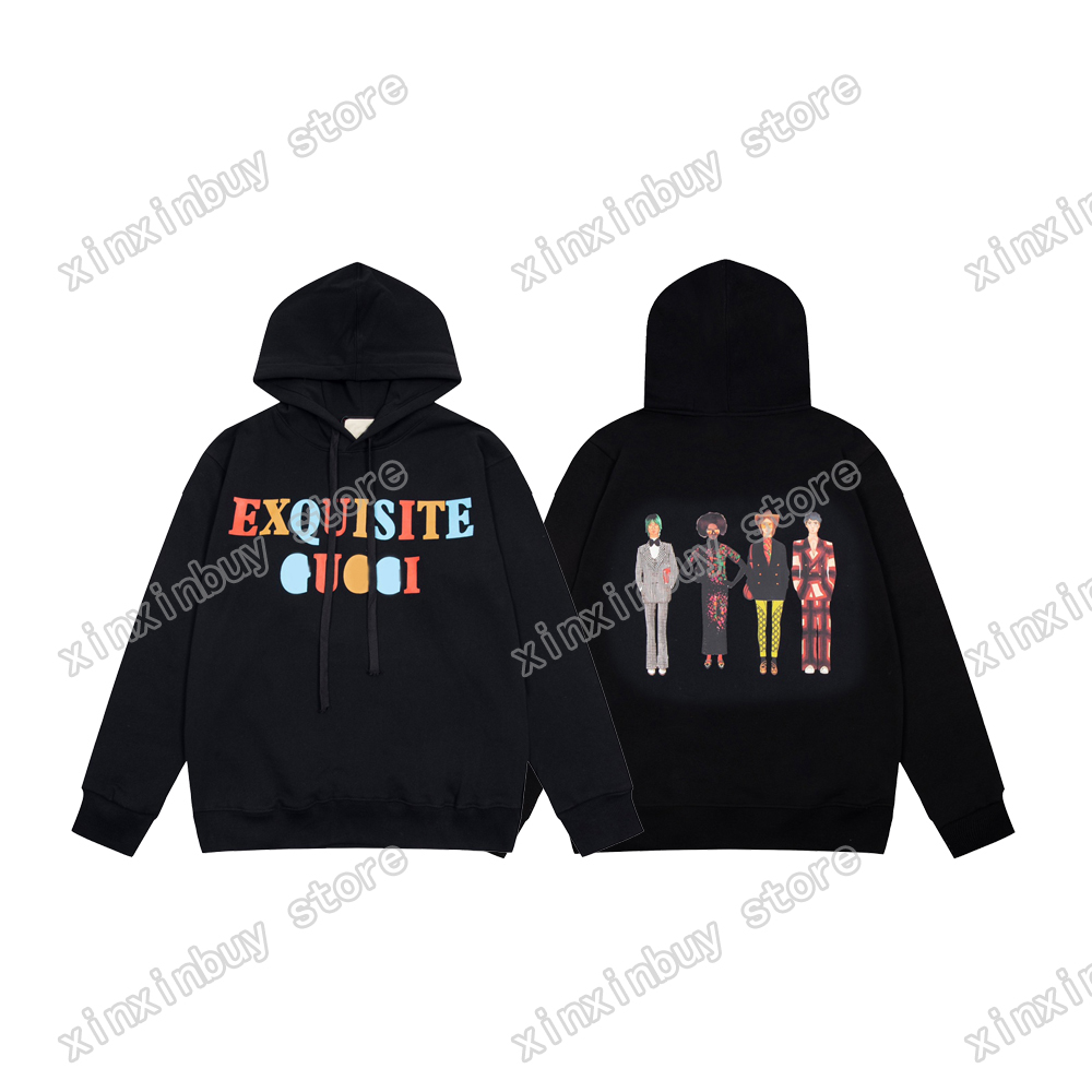 

xinxinbuy Men designer Hoodie sweater exquisite letter print webbing Paris cotton women black grey XS-L, 01