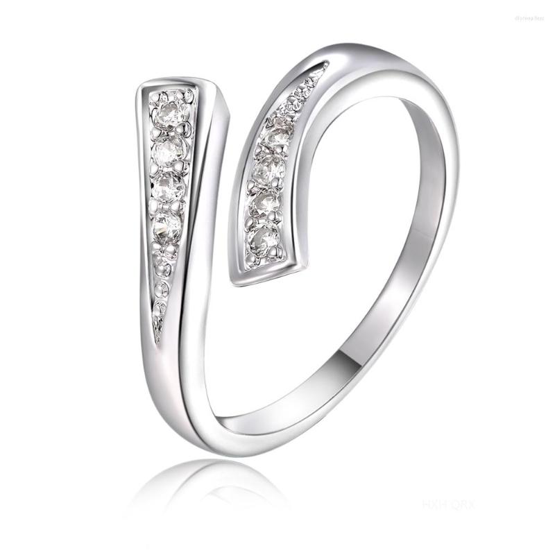 

Wedding Rings Sterling Silver Zircon Opening Ring For Women Fashion Engagement Party Charm Jewelry