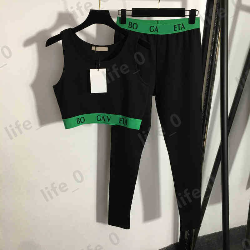 

Fashion Womens Two Piece Pants Letter Pattern Printed Cotton Sexy Tank Top Slim High Waist Yoga Leggings Set Temperament Luxury Designer Women Clothing
